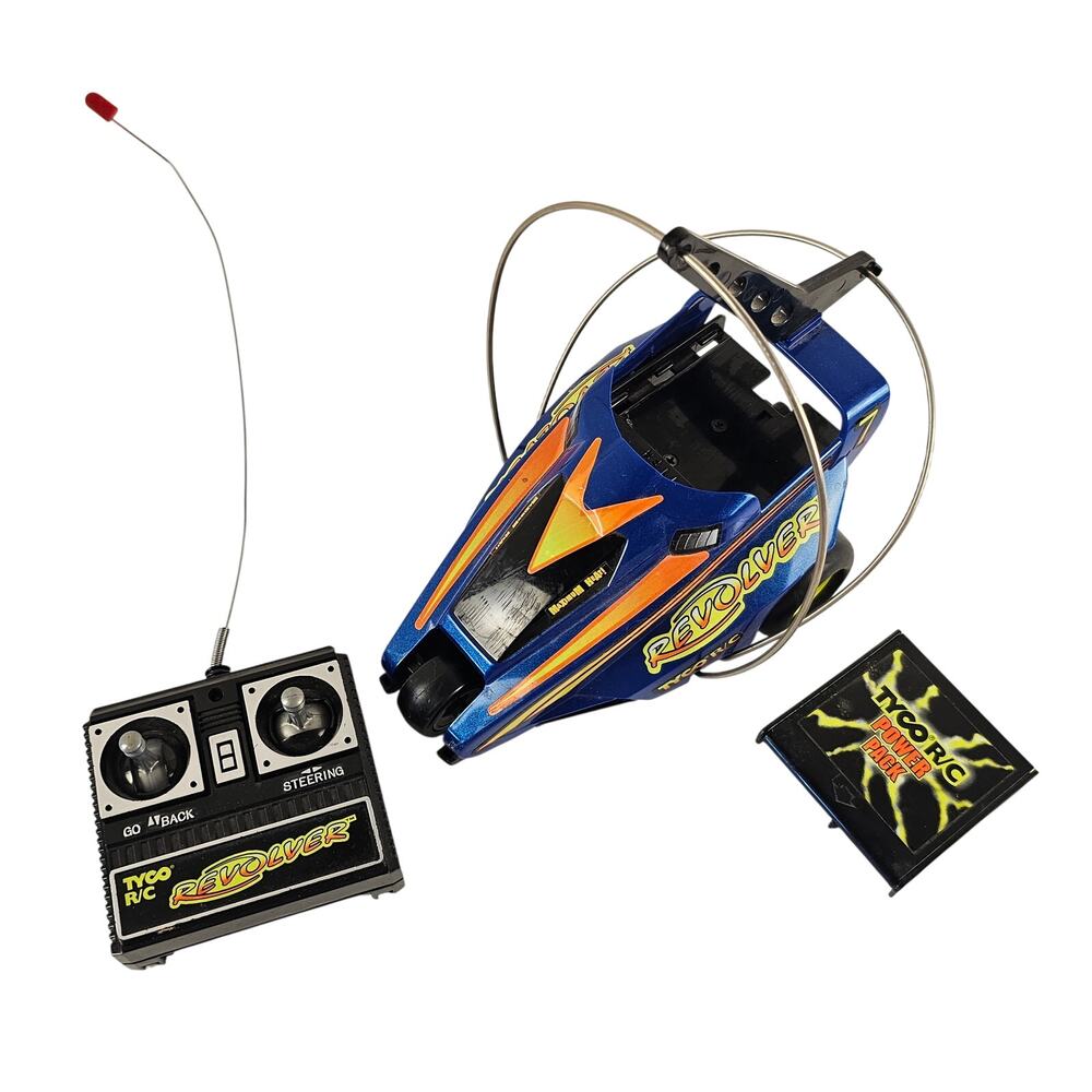 Tyco RC Revolver Stunt Car 27MHz Blue Remote Control Vehicle Works VTG
